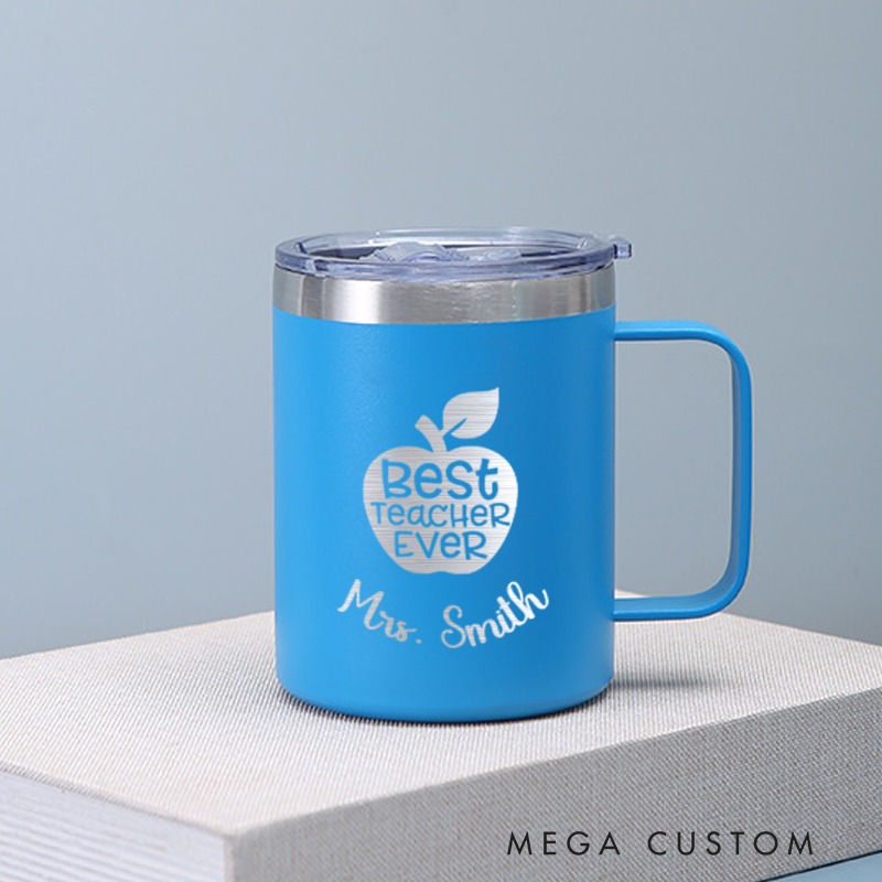 Personalized Teacher Laser Engraved Coffee Mug Custom Best Teacher Ever Design Coffee Mugs Insulated Stainless Steel Mugs Creative Teacher Gift