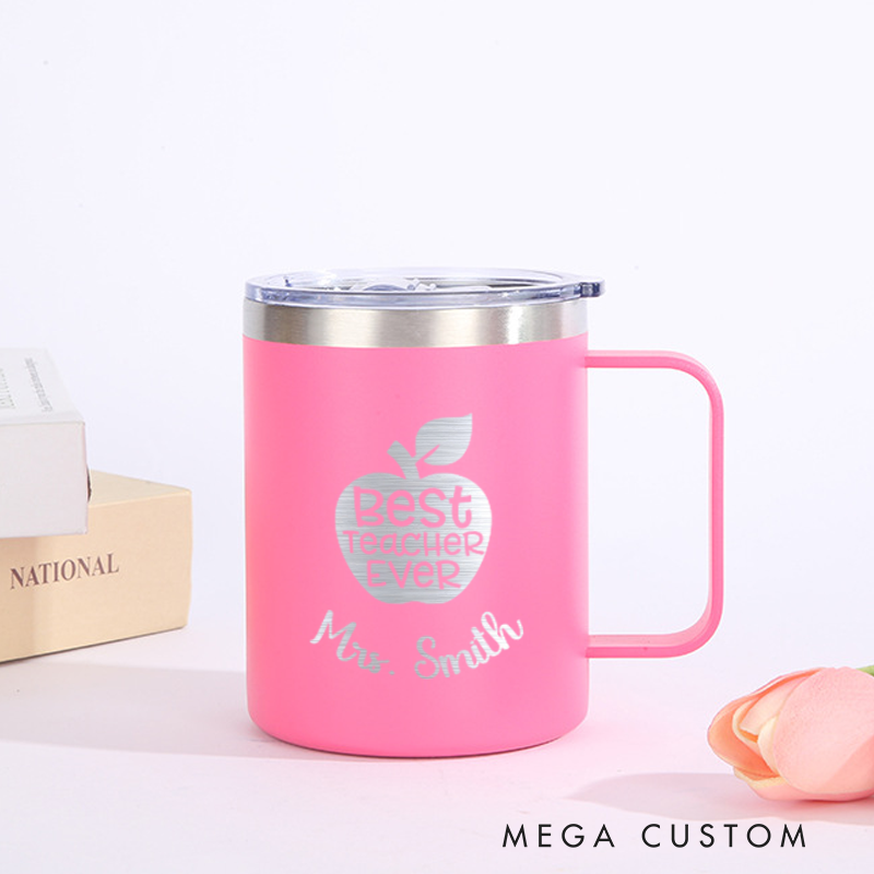 Personalized Teacher Laser Engraved Coffee Mug Custom Best Teacher Ever Design Coffee Mugs Insulated Stainless Steel Mugs Creative Teacher Gift