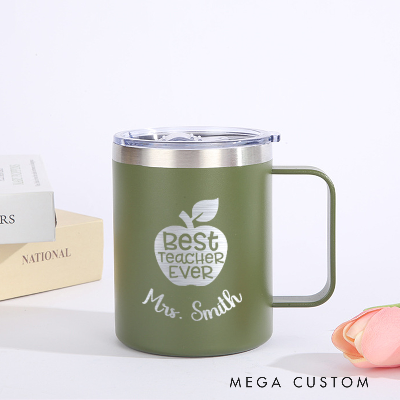 Personalized Teacher Laser Engraved Coffee Mug Custom Best Teacher Ever Design Coffee Mugs Insulated Stainless Steel Mugs Creative Teacher Gift