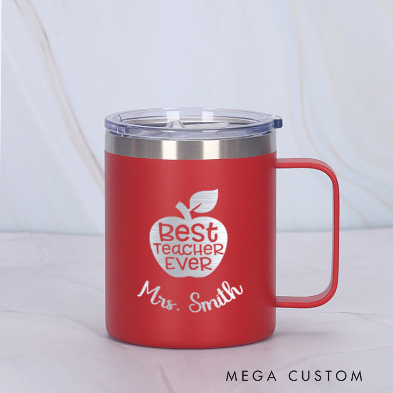 Personalized Teacher Laser Engraved Coffee Mug Custom Best Teacher Ever Design Coffee Mugs Insulated Stainless Steel Mugs Creative Teacher Gift