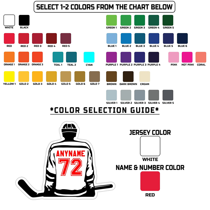 Personalized Ice Hockey Player Sticker with Name and Number Options