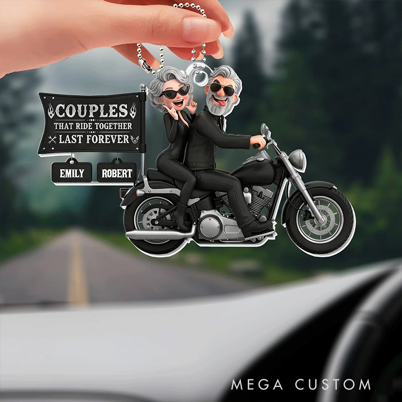 Personalized Motorcycle Acrylic Keychain Couples That Ride Together Last Forever Car Hanging Ornament Gift for Couples