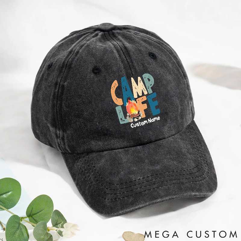 Personalized Camping Mountain Hat Family Camp Hat Adventure Washed Cap Gifts for Outdoor 