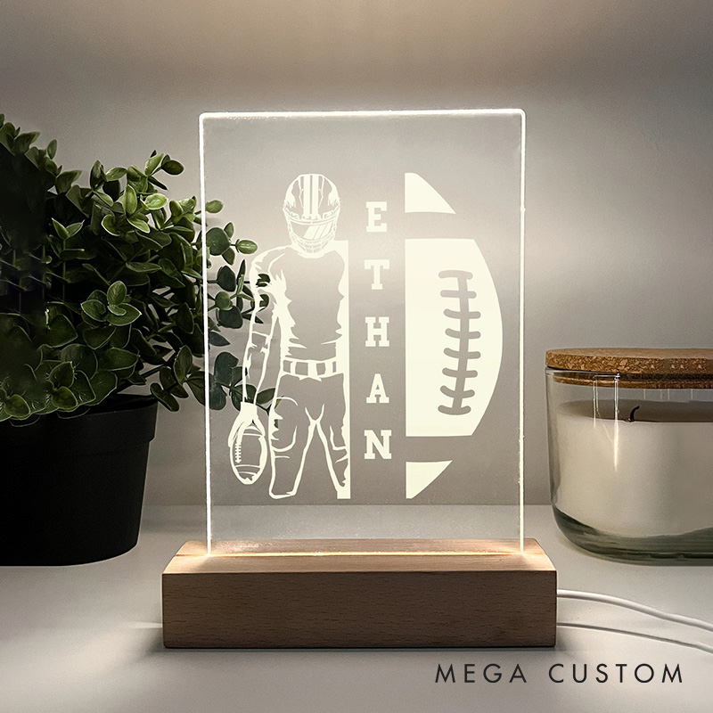 [Copy]Personalized Football LED Night Light with Touchdown Pose and Custom Number Design