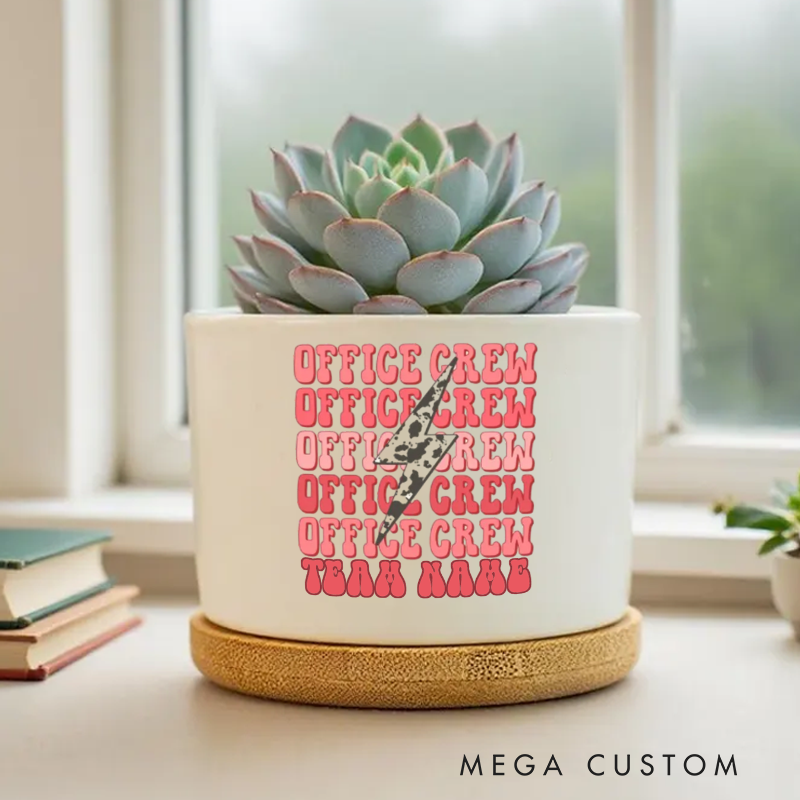 Personalized Office Crew Planter with Repetitive Text Design Gift for Office Worker Coworker