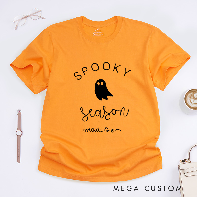 Personalized Spooky Season Halloween T-Shirt Perfect for Adding a Festive and Playful Vibe to Outfits T-Shirt