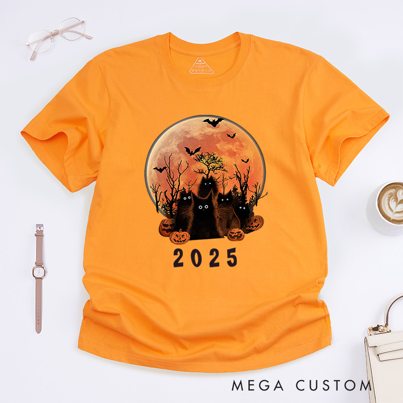 Personalized Full Moon and Witch Halloween T-Shirt Perfect for Adding a Magical and Spooky Touch T-Shirt