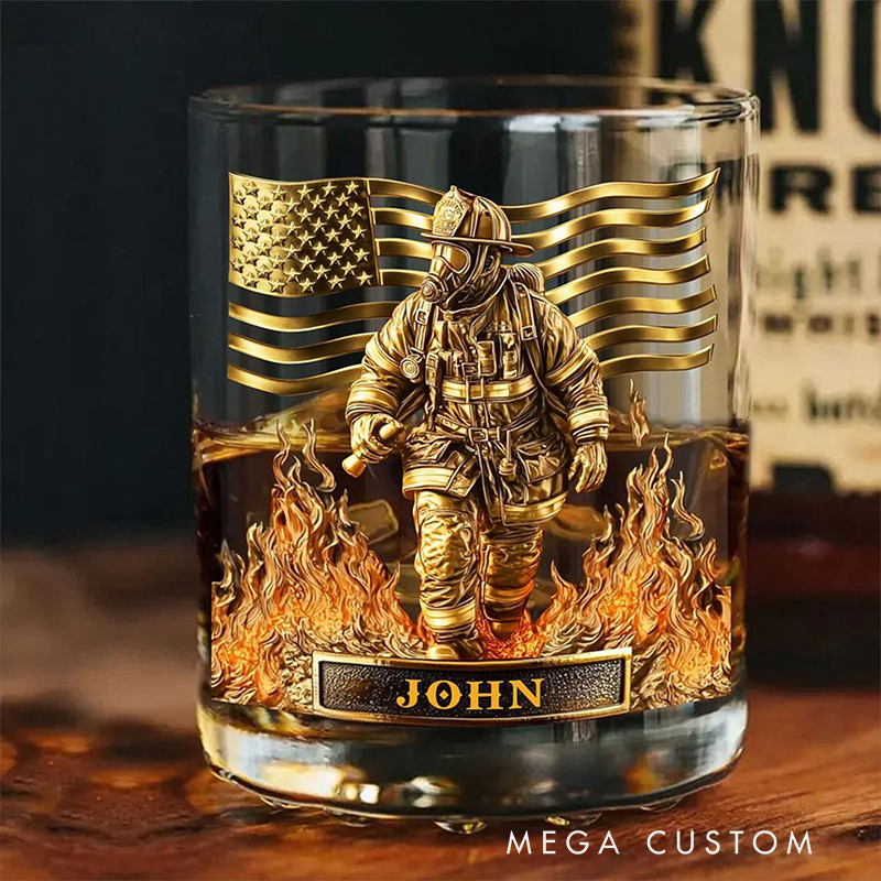 Personalized Firefighter Whiskey Decanter Set Custom Name Gift for Firefighters