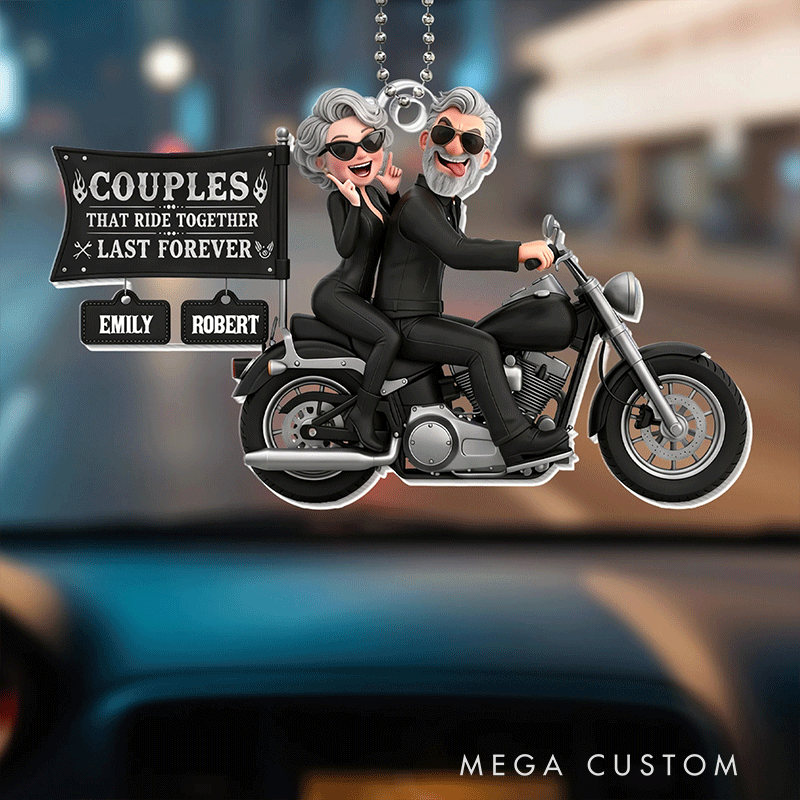 Personalized Motorcycle Acrylic Keychain Couples That Ride Together Last Forever Car Hanging Ornament Gift for Couples
