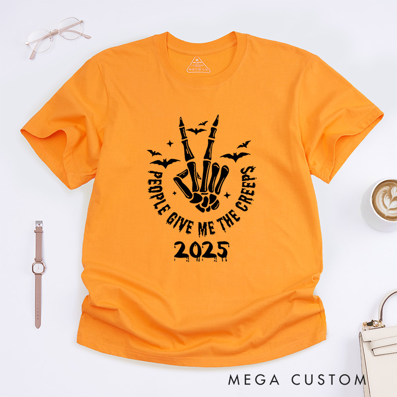 Personalized People Give Me the Creeps Halloween T-Shirt Perfect for Adding Humor and Spooky Charm T-Shirt