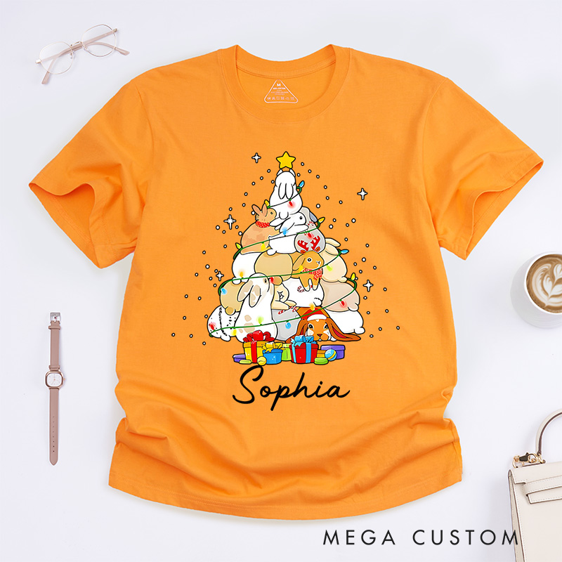 Personalized Christmas Tree with Cute Animals and Gifts Christmas T-Shirt