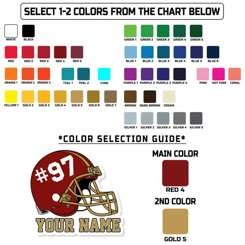 Personalized American Football Helmet Sticker with Custom Name and Number for Sports Lover