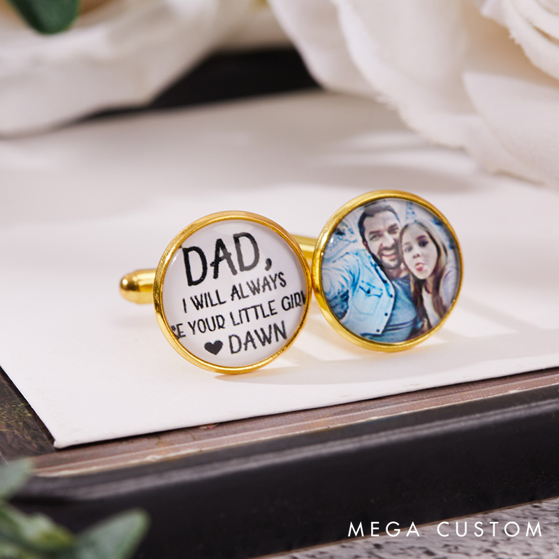 Personalized Photo Cufflinks with Text Wedding Gift Photo Cufflinks Groom Groomsmen Gifts for Men Father of the Bride Gift Husband Cufflinks