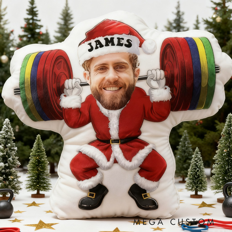 Personalized Merry Liftmas Photo Pillow Graphic 3D Print Gym Christmas Gift Ideas Exercise Themed Weight Lifting Workout Pillow Comfortable Christmas Decor for Gym Lovers