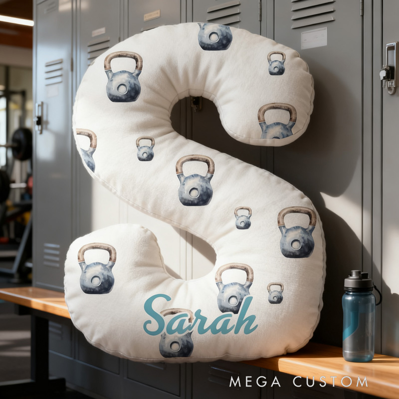 Personalized Barbell Blueberry Letter Pillow Graphic 3D Print Funny Letter Pillow Name Pillow Girly Health and Gym Fitness illustrations