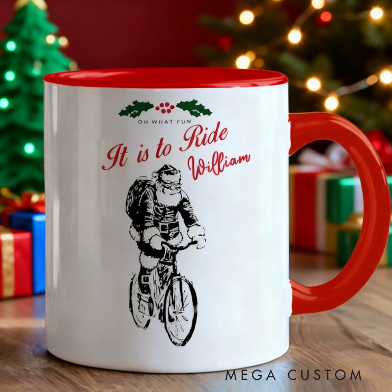 Personalized Cyclist Coffee Mug Funny Bicycle Gift Lover Christmas Bicycles Mug Cyclist Gift Mountain Biker Gift Cycling Oh What Fun It Is to Ride Gift Bike Gift Bicyclist Mug Colour Options Available