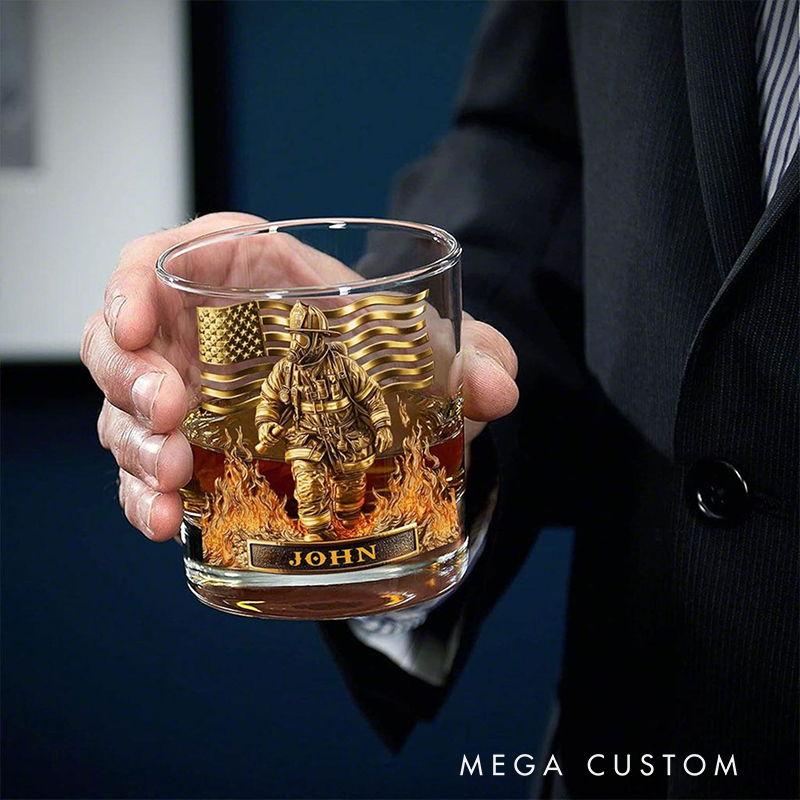 Personalized Firefighter Whiskey Decanter Set Custom Name Gift for Firefighters