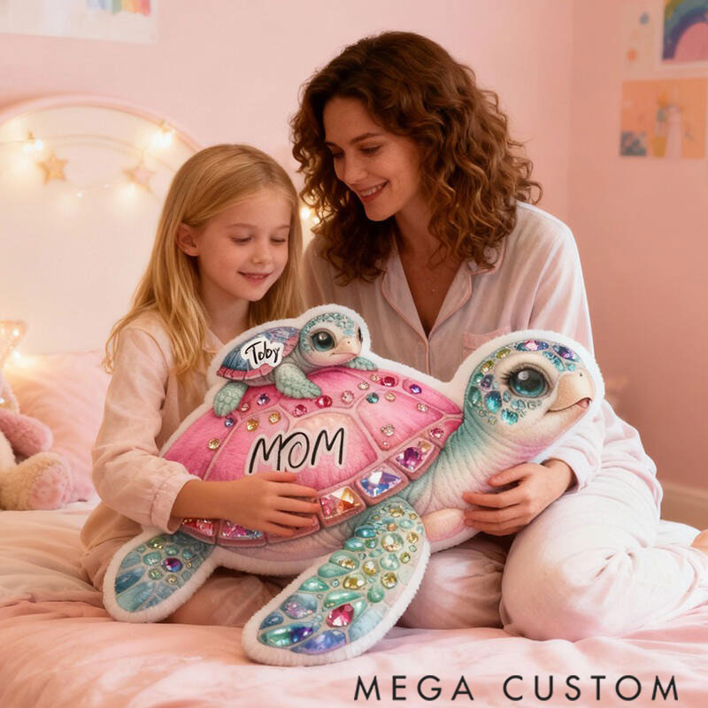 Personalized Graphic 3D Print Pillows Pillow, Custom Tortoise Pillow with Name for Family