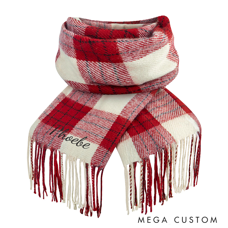 Personalised Name Embroidered Scarf for Men Custom Monogram Scarf Winter Long Scarves Gifts for Boyfriend Dad Husband