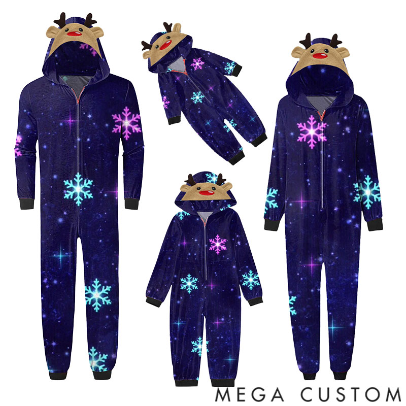 Personalized Matching Family Holiday Christmas Onesies Pajamas Reindeer