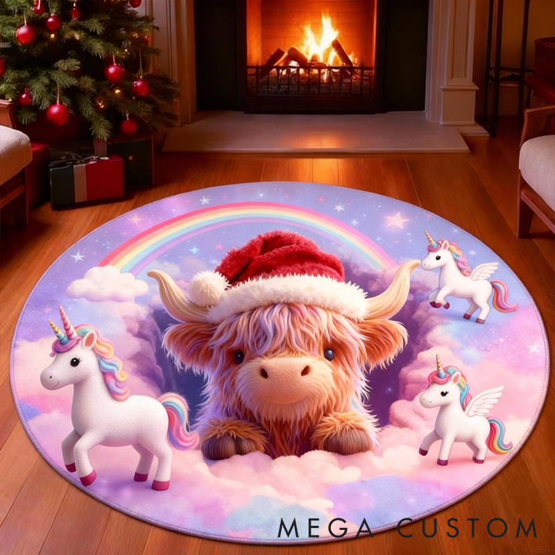 Personalized Pet Lover Highland Cow Christmas Rugs