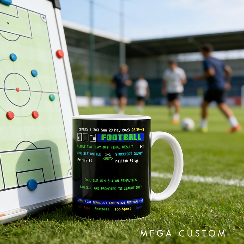 Personalized Iconic Retro Football Design Mug with Custom Text Design