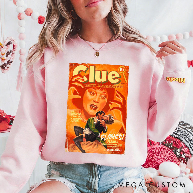 Personalized Girlfriend Wife Retro Flames Sweatshirt with Name Custom Couple Matching Valentine's Day Sweatshirt for Her Him Anniversary Gift