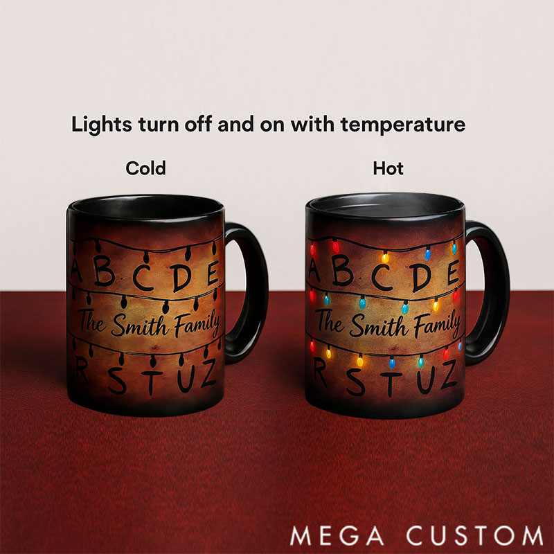 Personalized Temperature-Sensitive Color-Changing Mugs with Customizable Family Names – A Valentine's Day or Christmas Gift for Family