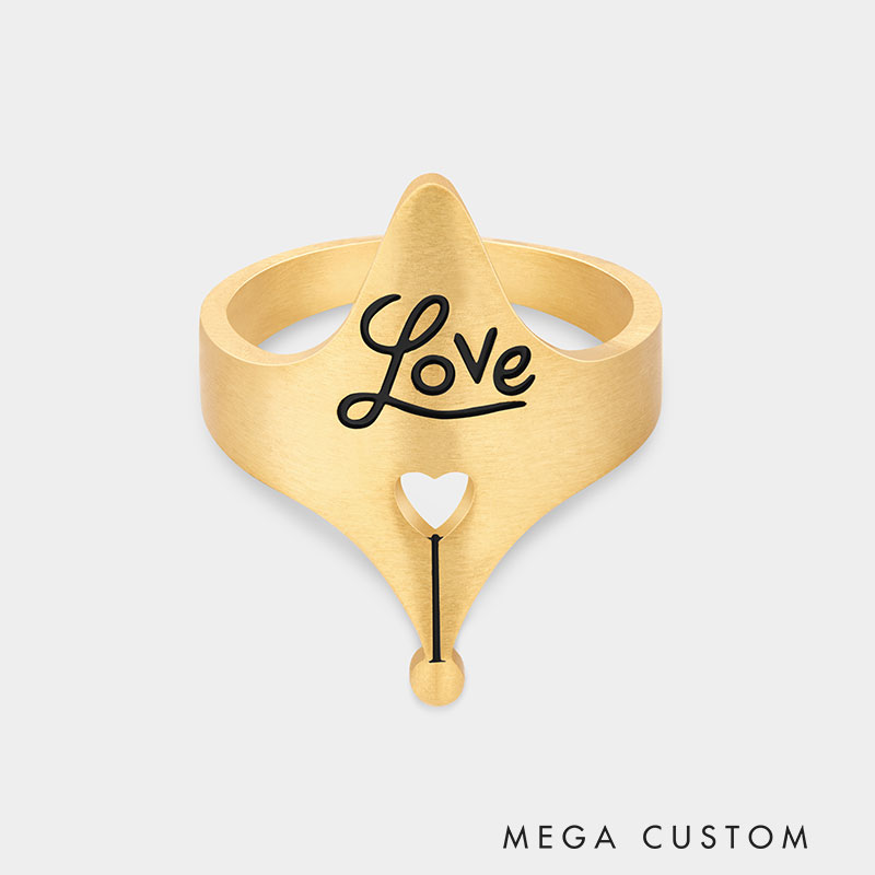 Personalized Pen-Tip Affection Nerd Ring A Gift for Your Beloved   925 Sterling Silver Necklace