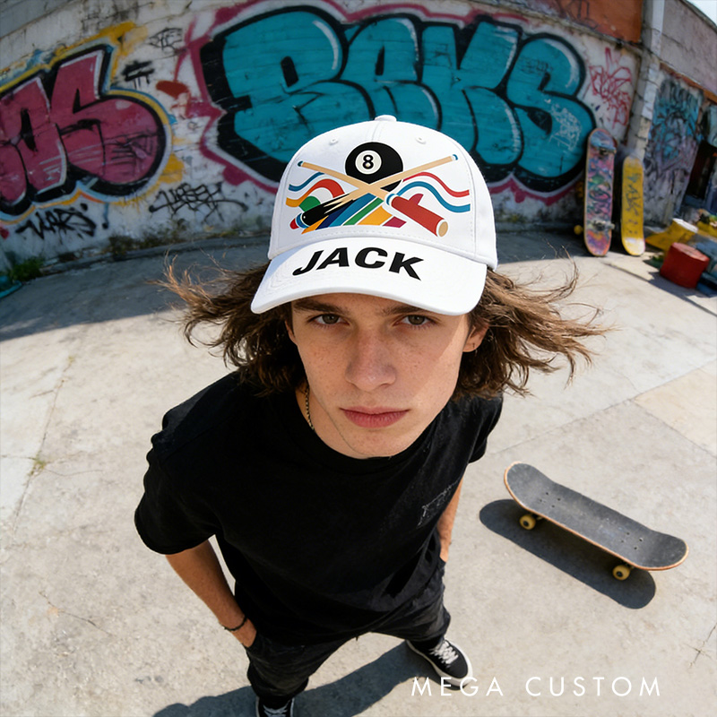 Personalized Billiards Cap with Custom Name and Vibrant Design