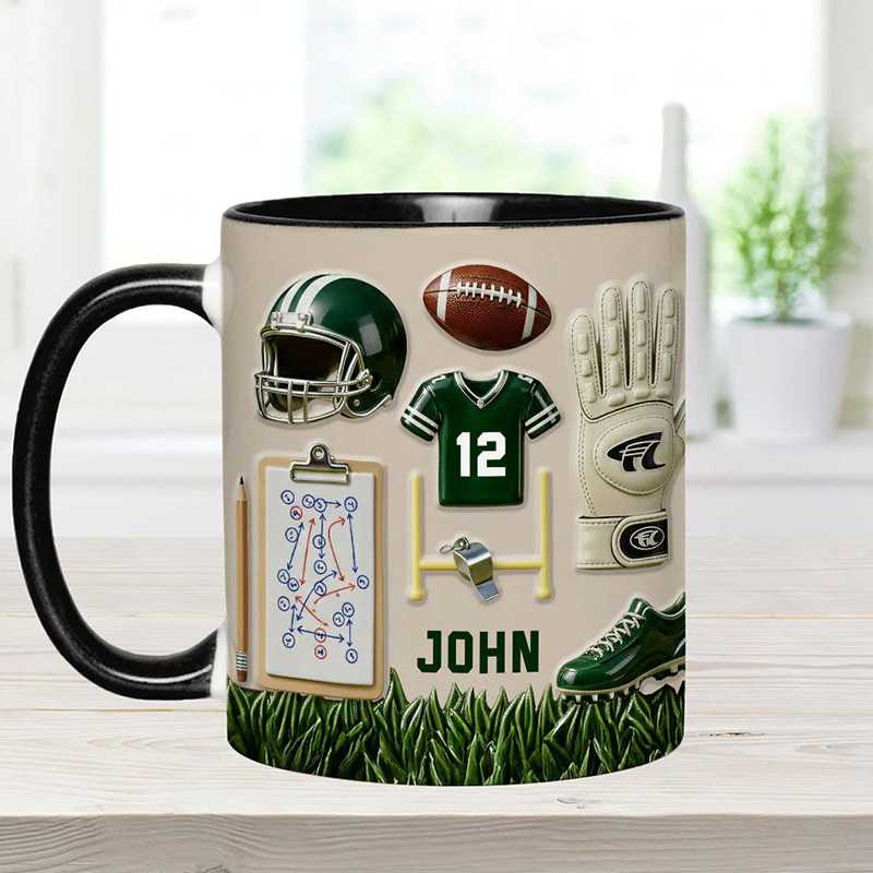 Personalized American Football Design Mug with Custom Name and Perfect Gift for Football Fans