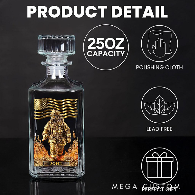Personalized Firefighter Whiskey Decanter Set Custom Name Gift for Firefighters