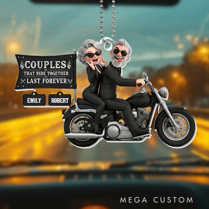 Personalized Motorcycle Acrylic Keychain Couples That Ride Together Last Forever Car Hanging Ornament Gift for Couples