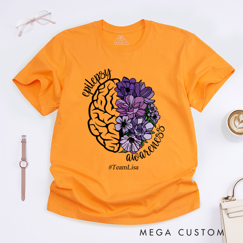 Personalized Epilepsy Awareness Neurodiversity Epilepsy Purple Ribbon T-Shirt