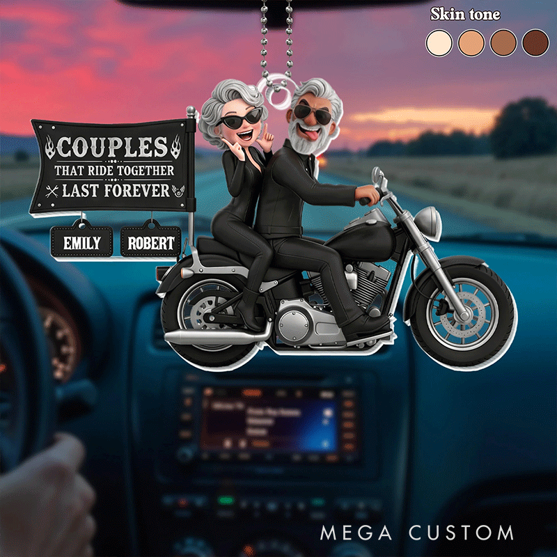 Personalized Motorcycle Acrylic Keychain Couples That Ride Together Last Forever Car Hanging Ornament Gift for Couples