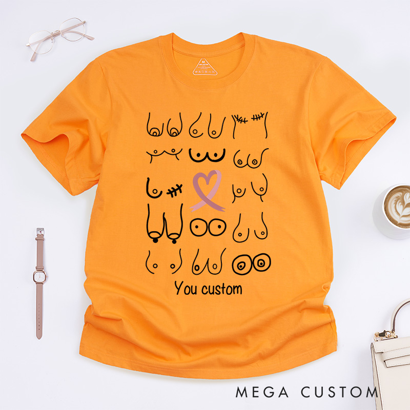 Personalized Diverse Breast Illustrations Celebrating Body Positivity and Breast Cancer Awareness T-shirt