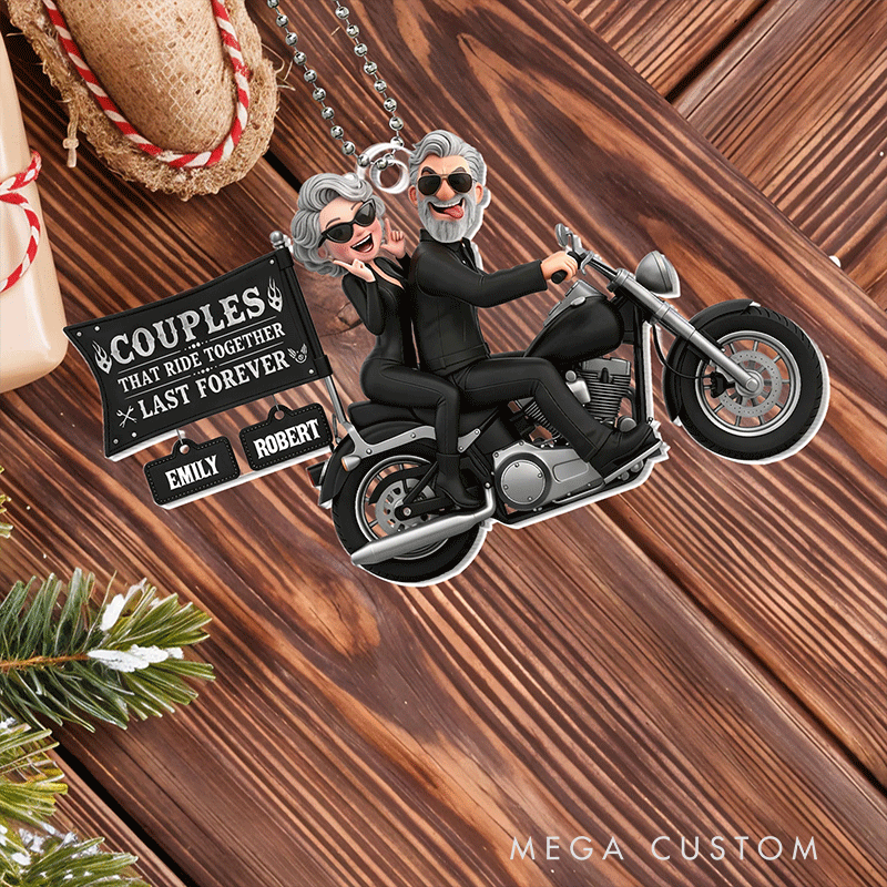 Personalized Motorcycle Acrylic Keychain Couples That Ride Together Last Forever Car Hanging Ornament Gift for Couples