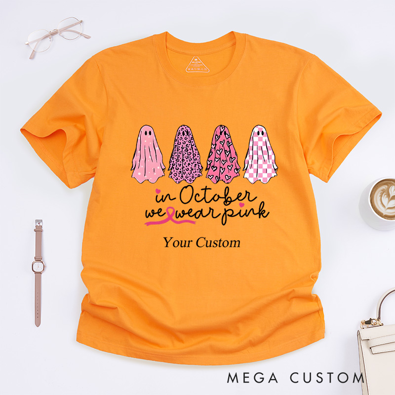Personalized In October We Wear Pink Breast Cancer Awareness Advocacy T-Shirt  