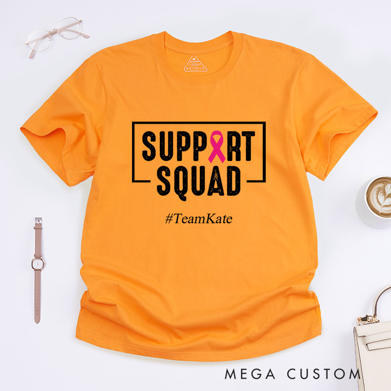Personalized Support Squad Pink Ribbon Fighter And Awareness Team Unity T-Shirt  