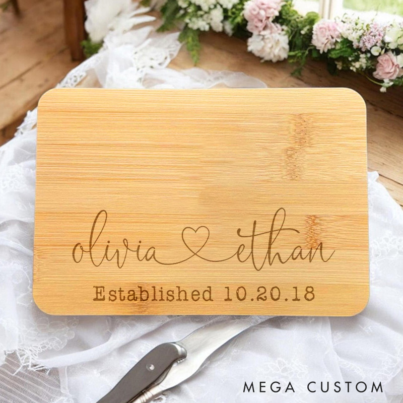 Personalized Couple Engraved Bamboo Cutting Board for Wedding  and Engagement