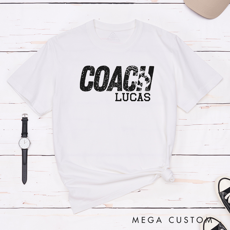 Personalized Coach Soccer T-Shirt with Custom Name 
