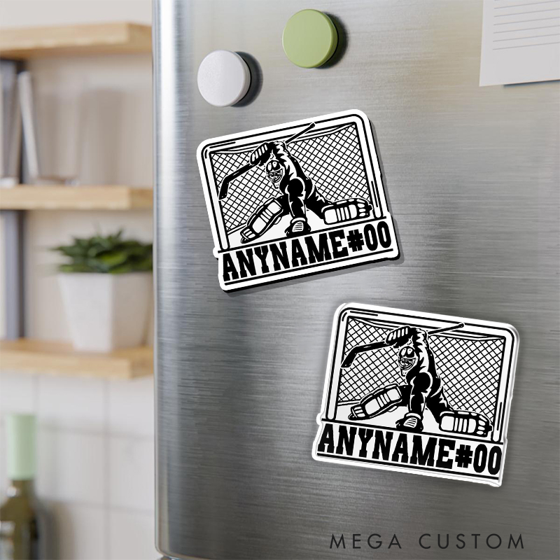 Personalized Hockey Goalie Fridge Magnet with Custom Name and Number
