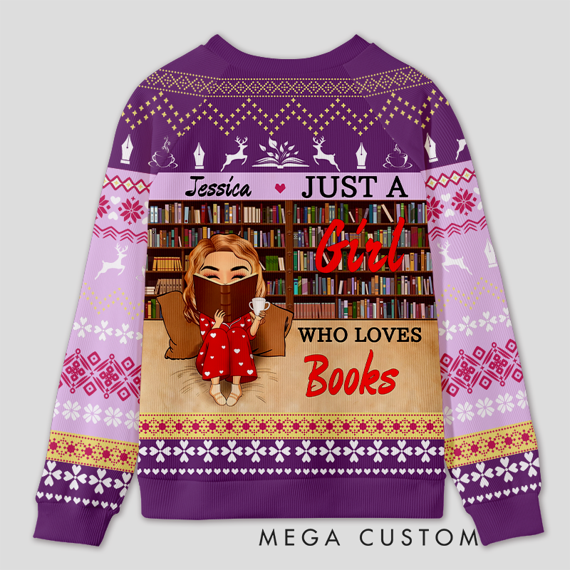 Personalized Reading Enjoyment Bookworm Ugly Sweater Festive Gift for Book Lovers