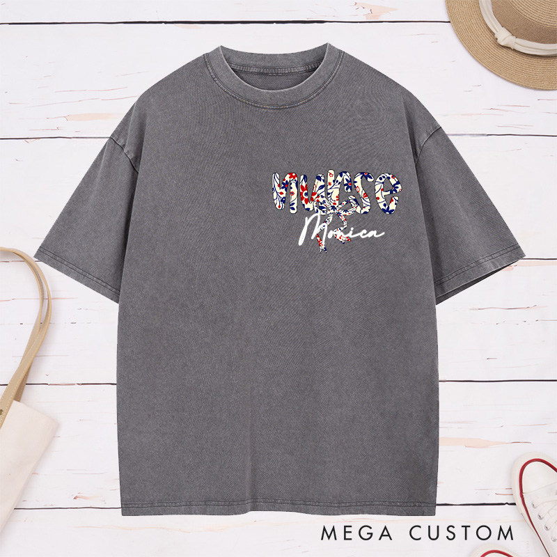 Personalized Nurse Washed T-Shirt Customized Floral Nurse Design Washed T-Shirt 