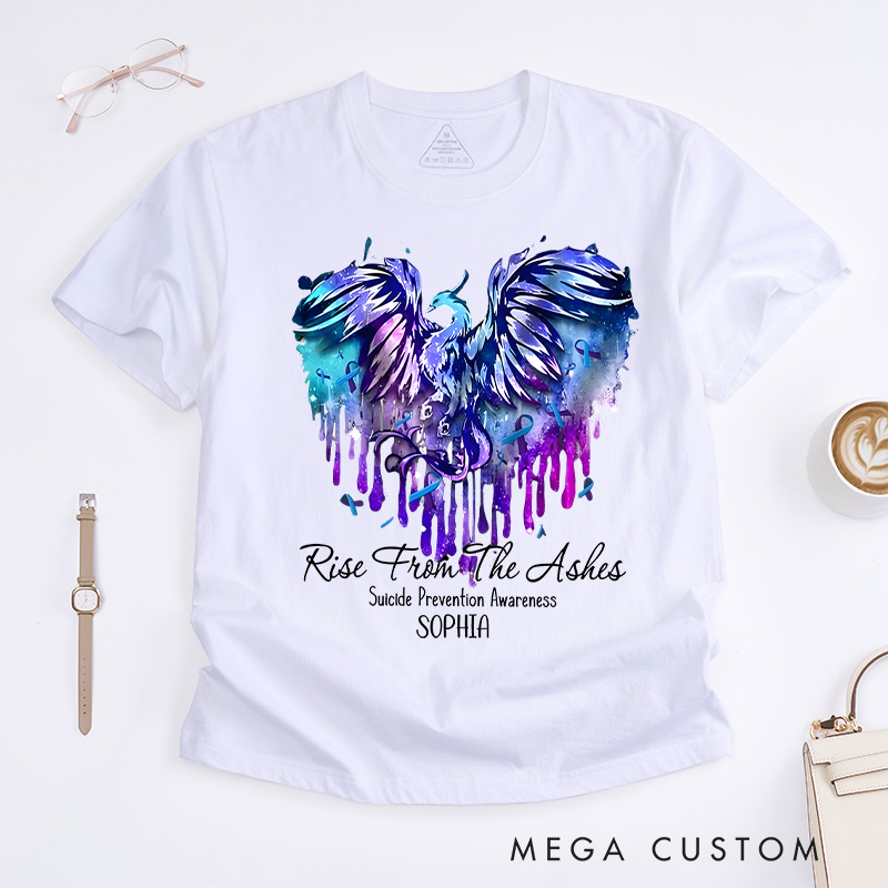 Personalized Rise From The Ashes Suicide Prevention Awareness T-shirt Mental Health Gift
