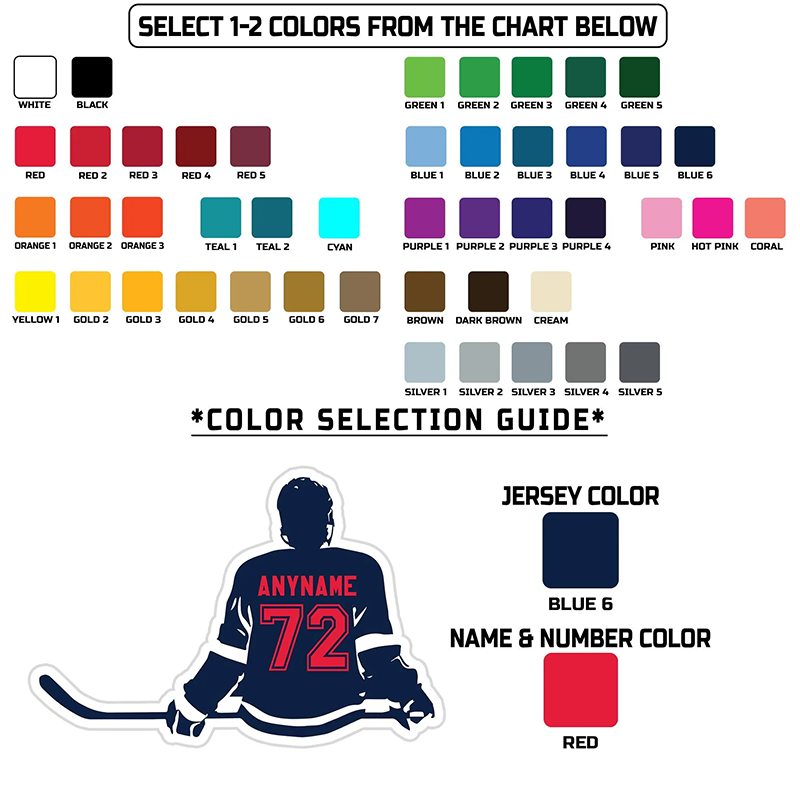 Personalized Hockey Silhouette Sticker with Custom Name and Jersey Number