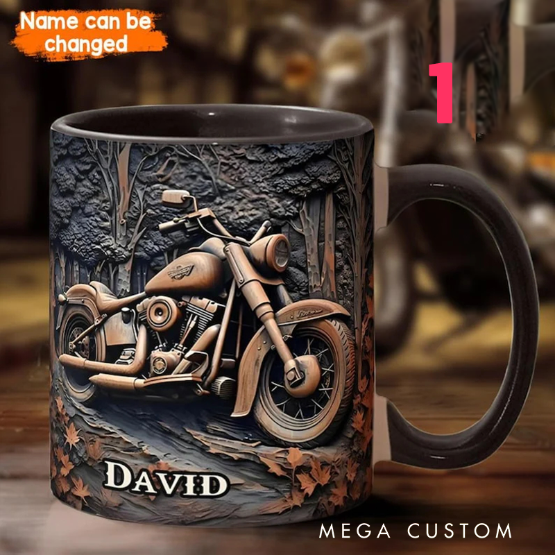 Personalized Motorcycle Mug Custom Name Motorbike Gift Coffee Cup for Riders and Bikers