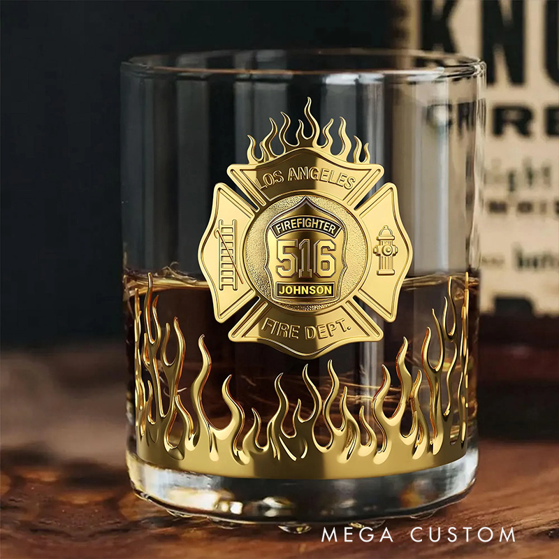 Personalized Firefighter Themed Whiskey Decanter Set Custom Name Gift for Firefighters
