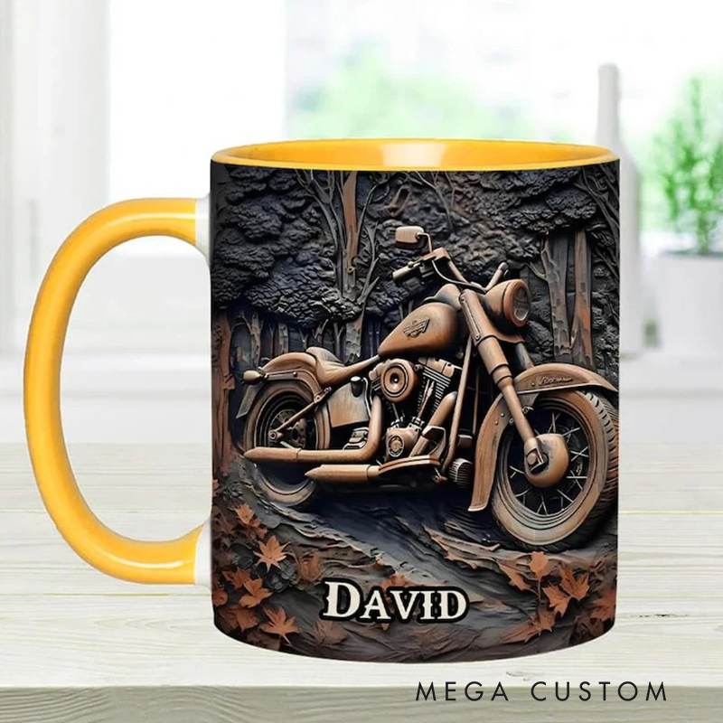 Personalized Motorcycle Mug Custom Name Motorbike Gift Coffee Cup for Riders and Bikers