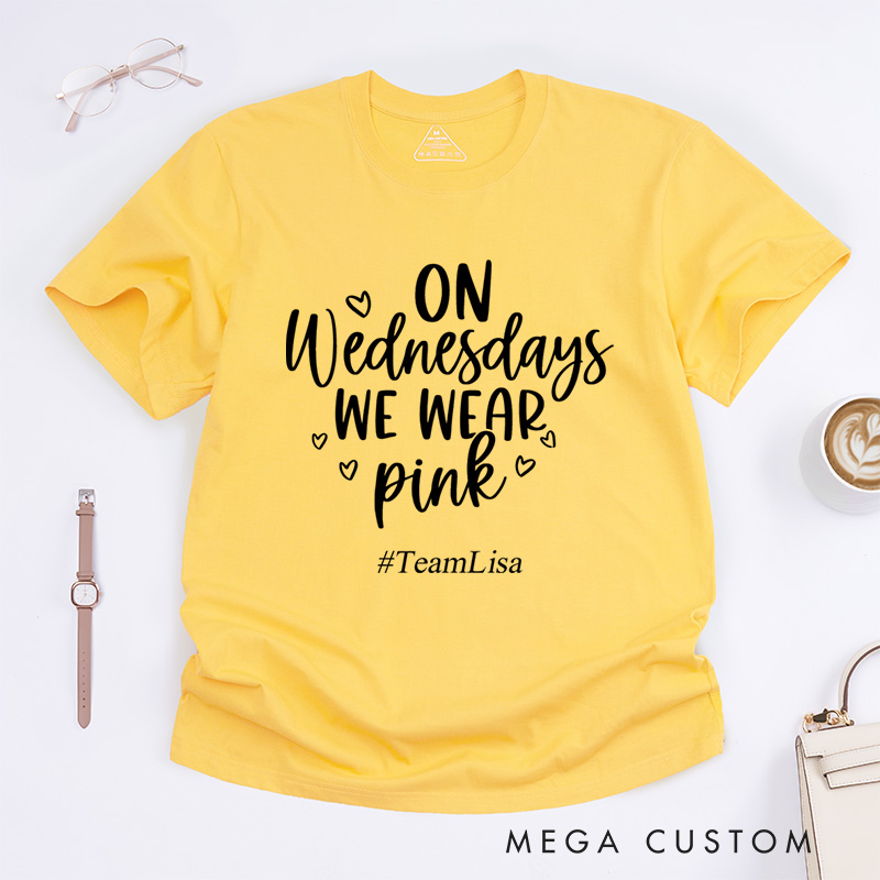 Personalized On Wednesdays We Wear Pink Breast Cancer Awareness And Support T-Shirt  